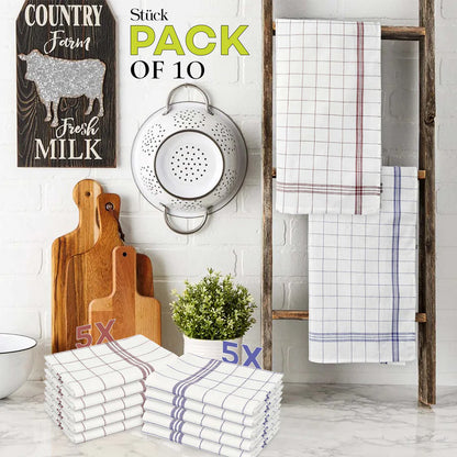 10 BASICS COTTON TEA TOWELS FOR KITCHEN WITH HANGING LOOP-Kitchen Tea Towel-Weave Essentials-Weave Essentials