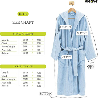 TERRY HOODED BATHROBE: 2 POCKETS & WRAP BELT-Bathrobe-Weave Essentials-Pale Pink-L/XL-Weave Essentials
