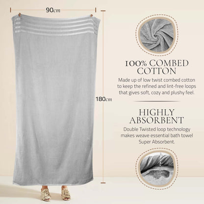 2-Pack Jumbo Viscose Bath Sheets - Ultra Soft, Quick-Dry, 90x180cm