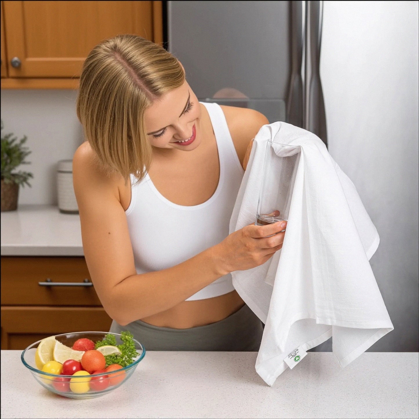 Weave Essentials 24pc Flour Sack Towels - 100% Cotton Tea Towels for Kitchen, Highly Absorbent Washing Up Cloths for Dishes, Lightweight, Premium Quality Durable Soft Feel Fingertip Flour Sack | White