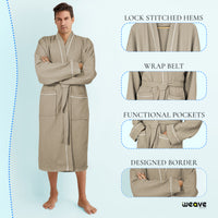100% COTTON KIMONO UNISEX WAFFLE BATHROBE-Robes-Weave Essentials-Grey-S/M-Weave Essentials