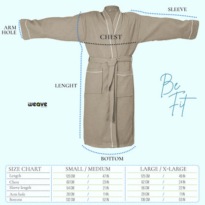 100% COTTON KIMONO UNISEX WAFFLE BATHROBE-Robes-Weave Essentials-Grey-S/M-Weave Essentials