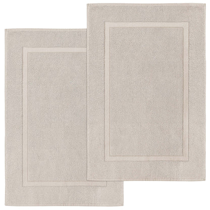 LUXURY COTTON BATH MATS: PACK OF 2- PURE WHITE-Bath Mats-Weave Essentials-Beige-Weave Essentials