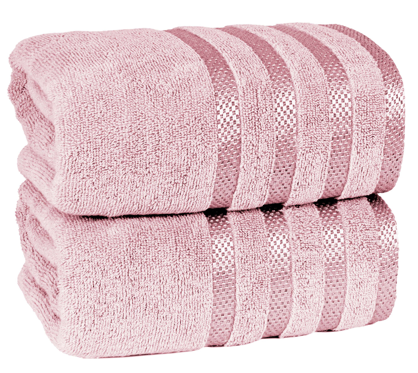 2Pc viscose bath towel set | Ultimate Comfort, Superior Absorbency, Eco-Friendly, Skin-Friendly & Quick Dry; made of 100% Cotton | 2 towels (70x140cm / 27x55inch)-Weave Essentials-Pink-Weave Essentials