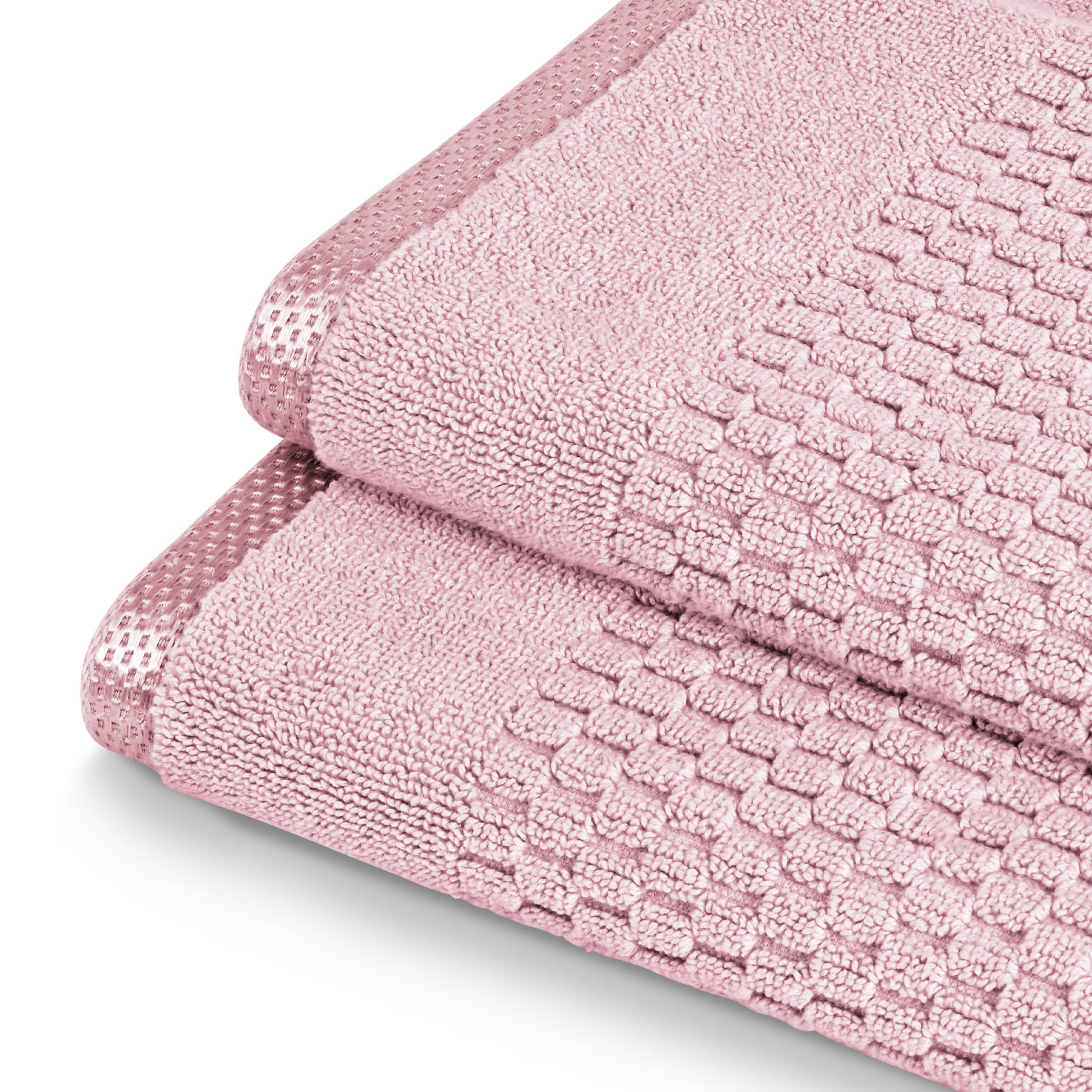 Terry Bath Mat - 100% Ring Spun Cotton, 50 x 80 cm Luxury Plush Premium Quality Quick Dry Bath Shower Matt, High Absorbent & Machine Washable Bathroom Mat | Pack of 2-Weave Essentials-Pink-Weave Essentials