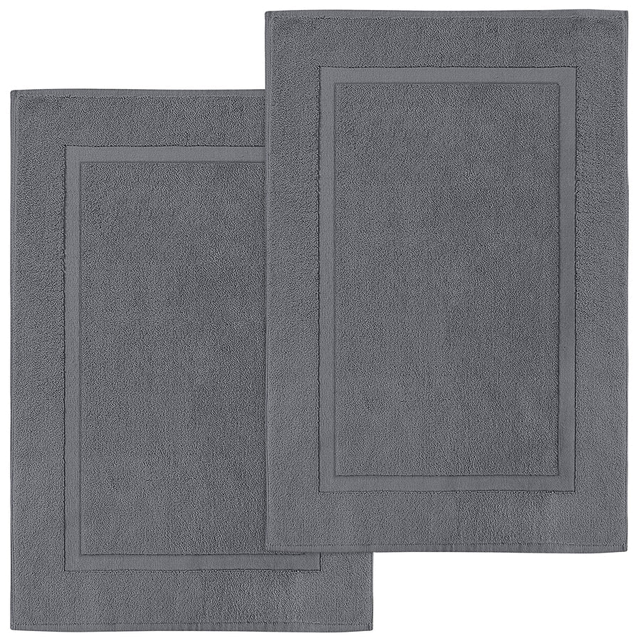 LUXURY COTTON BATH MATS: PACK OF 2- PURE WHITE-Bath Mats-Weave Essentials-Grey-Weave Essentials