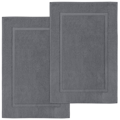 LUXURY COTTON BATH MATS: PACK OF 2- PURE WHITE-Bath Mats-Weave Essentials-Grey-Weave Essentials