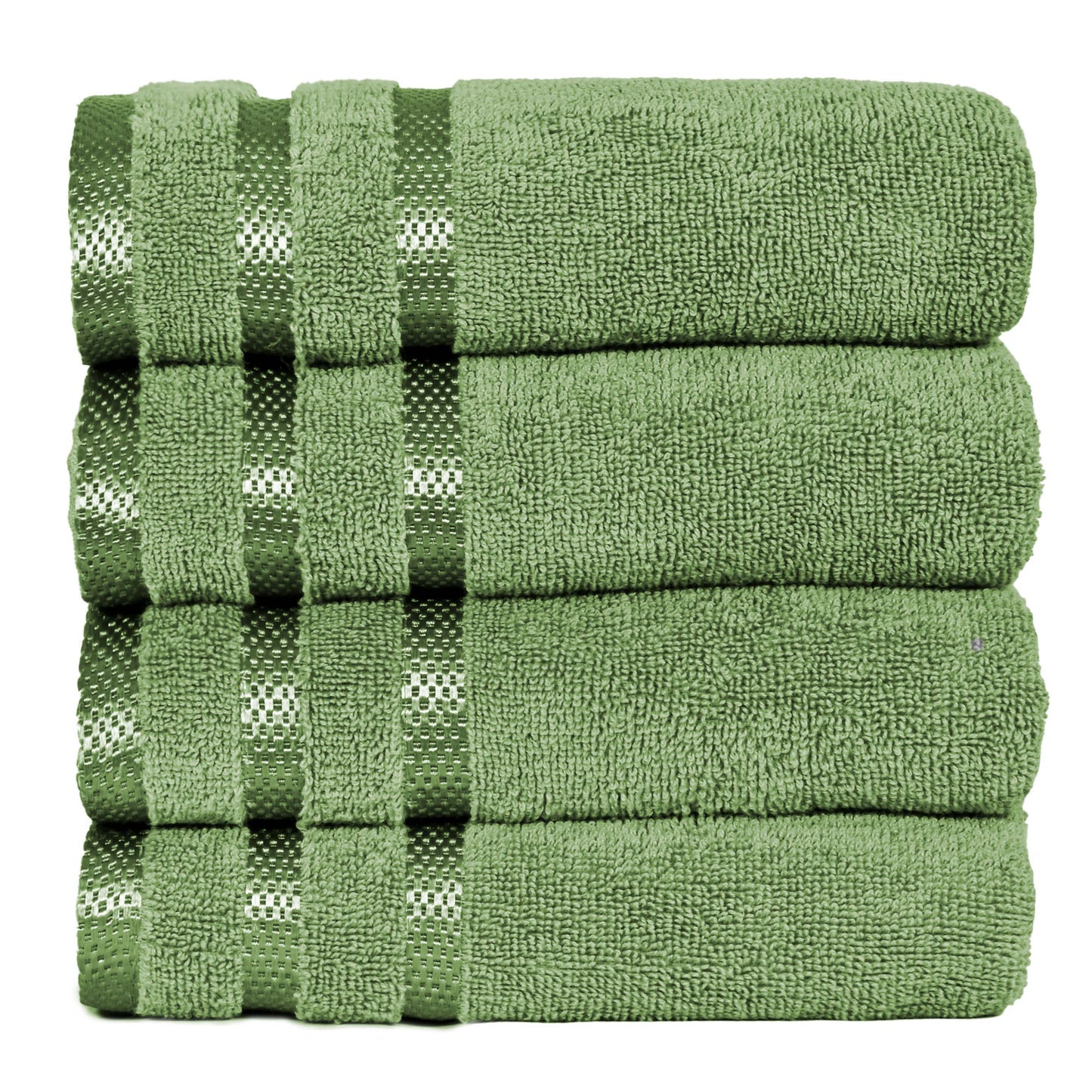 4 Pc Hand Towels - 50x90 cm / 20x35 inch, 100% Combed Cotton Hand Towel Set, Luxury Plush & Premium Bathroom Linen, Quick Dry Towel & High Absorbent-Weave Essentials-Green-Weave Essentials