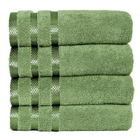 4 Pc Hand Towels - 50x90 cm / 20x35 inch, 100% Combed Cotton Hand Towel Set, Luxury Plush & Premium Bathroom Linen, Quick Dry Towel & High Absorbent-Weave Essentials-Green-Weave Essentials