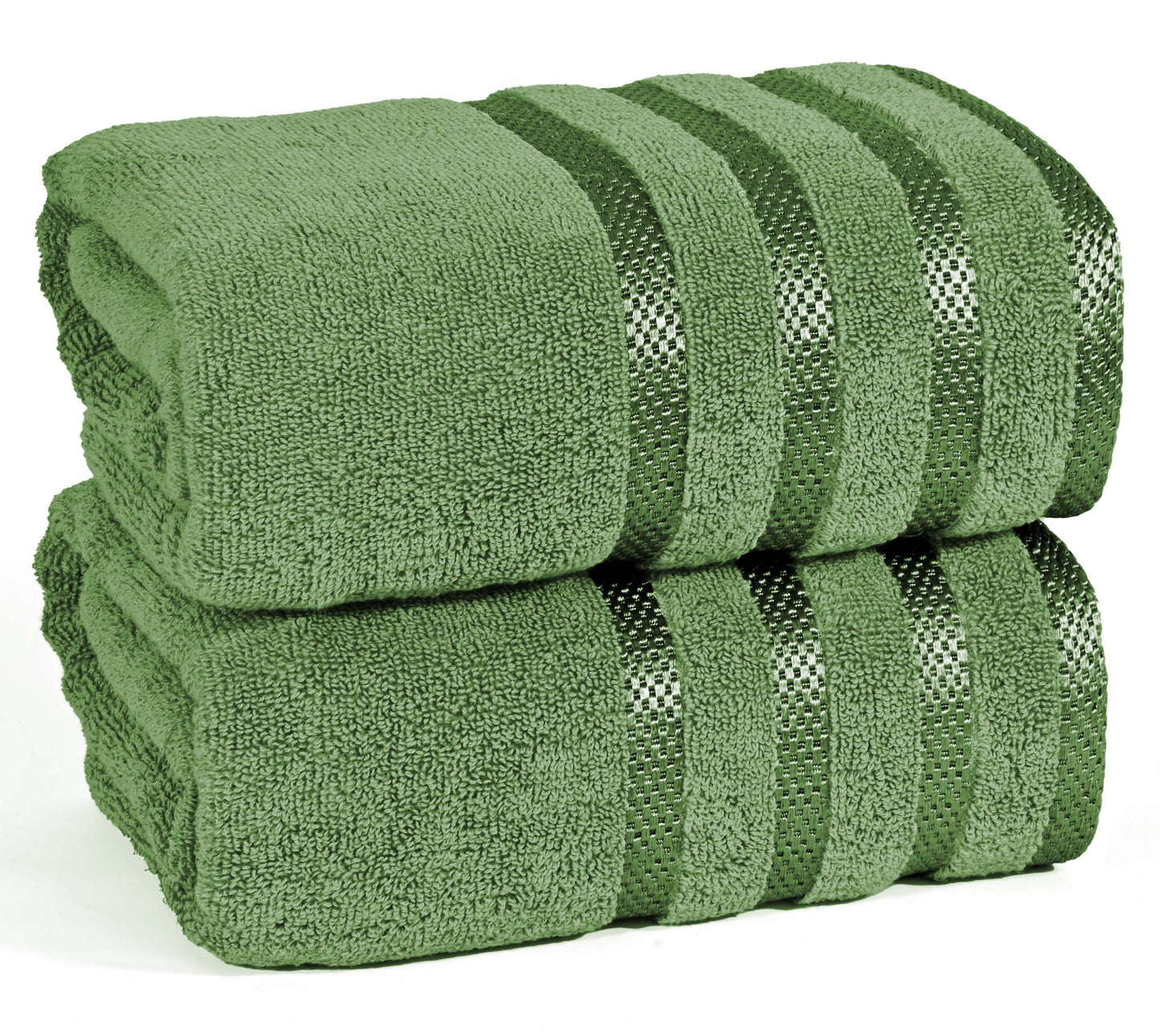 2Pc viscose bath towel set | Ultimate Comfort, Superior Absorbency, Eco-Friendly, Skin-Friendly & Quick Dry; made of 100% Cotton | 2 towels (70x140cm / 27x55inch)-Weave Essentials-Green-Weave Essentials