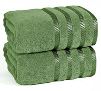 2Pc viscose bath towel set | Ultimate Comfort, Superior Absorbency, Eco-Friendly, Skin-Friendly & Quick Dry; made of 100% Cotton | 2 towels (70x140cm / 27x55inch)-Weave Essentials-Green-Weave Essentials