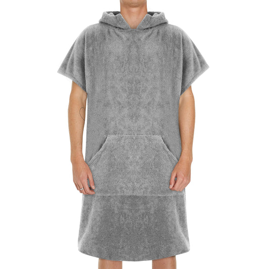 COTTON BEACH PONCHO TOWEL WITH POCKETS-Beach Towels-Weave Essentials-SILVER GREY-Weave Essentials