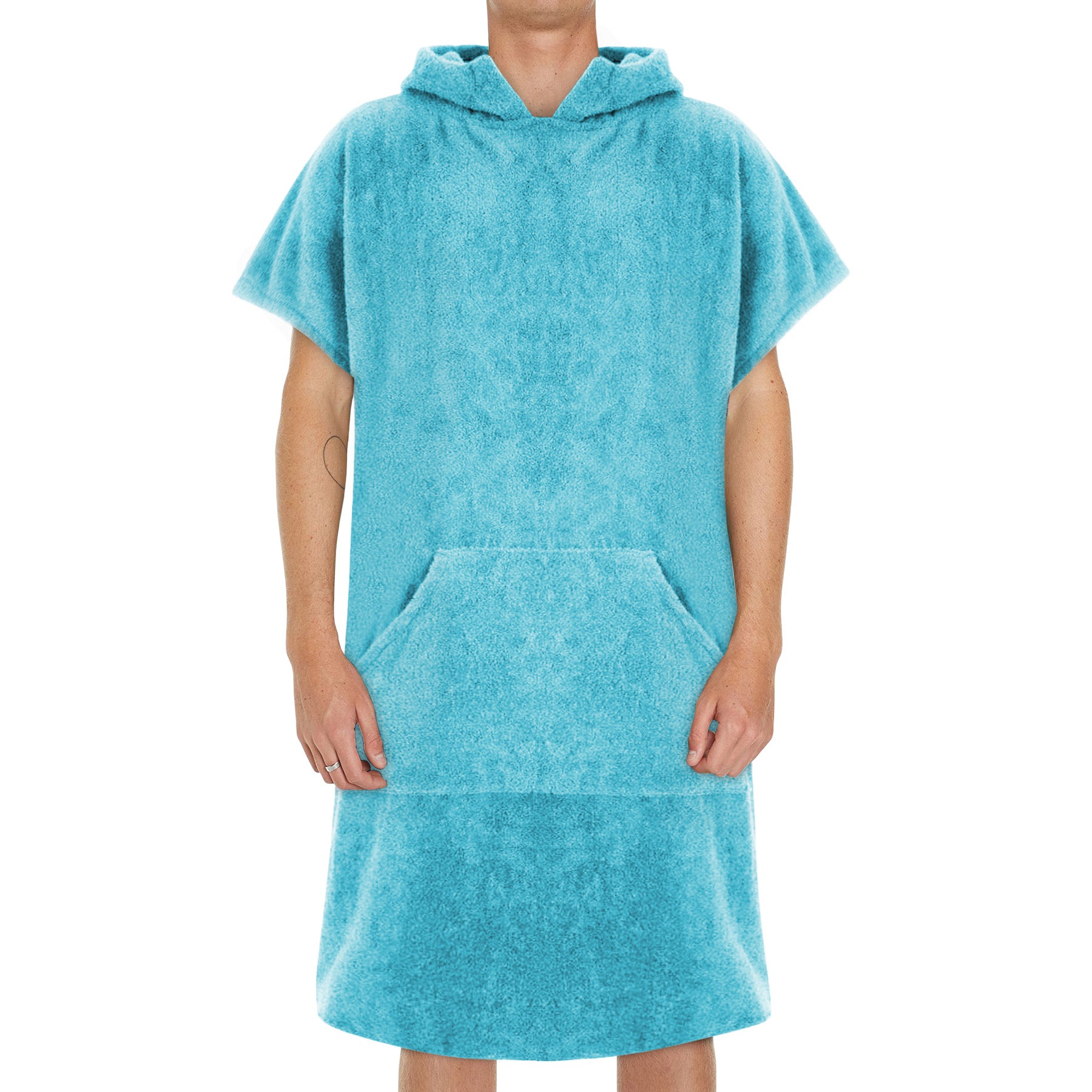COTTON BEACH PONCHO TOWEL WITH POCKETS-Beach Towels-Weave Essentials-TURQUOISE-Weave Essentials