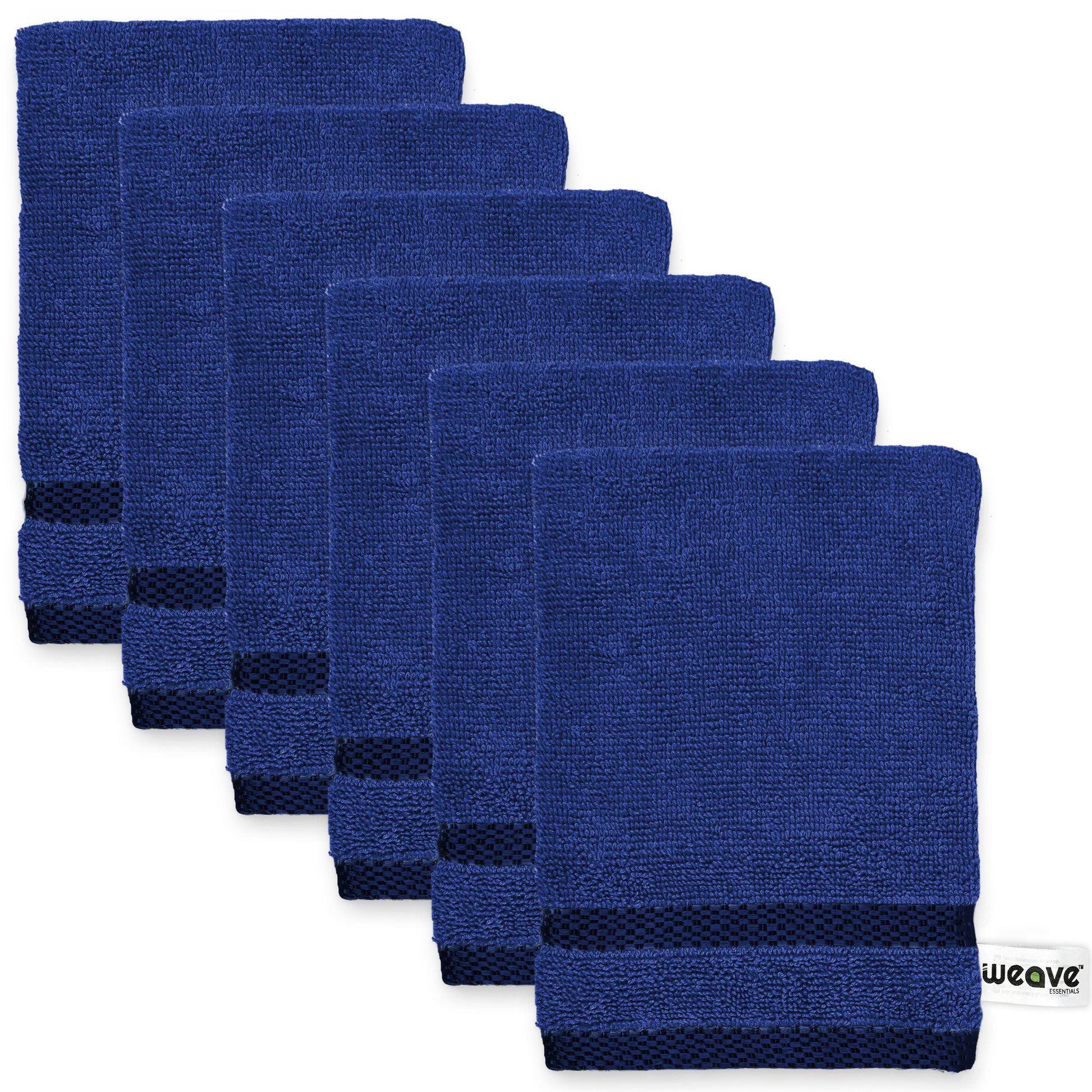 6Pc Ultrasoft & Absorbent Viscose Wash Gloves set | 15x20cm / 6x8inch | 100% cotton | Ideal as body wash, makeup remover face cloths, face towel-Weave Essentials-Blue-Weave Essentials