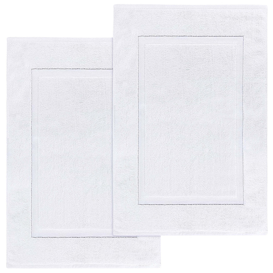 LUXURY COTTON BATH MATS: PACK OF 2- PURE WHITE-Bath Mats-Weave Essentials-White-Weave Essentials