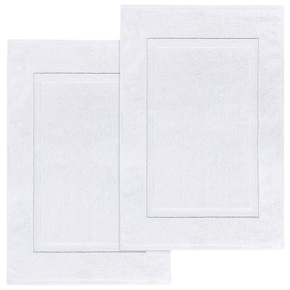 LUXURY COTTON BATH MATS: PACK OF 2- PURE WHITE-Bath Mats-Weave Essentials-White-Weave Essentials