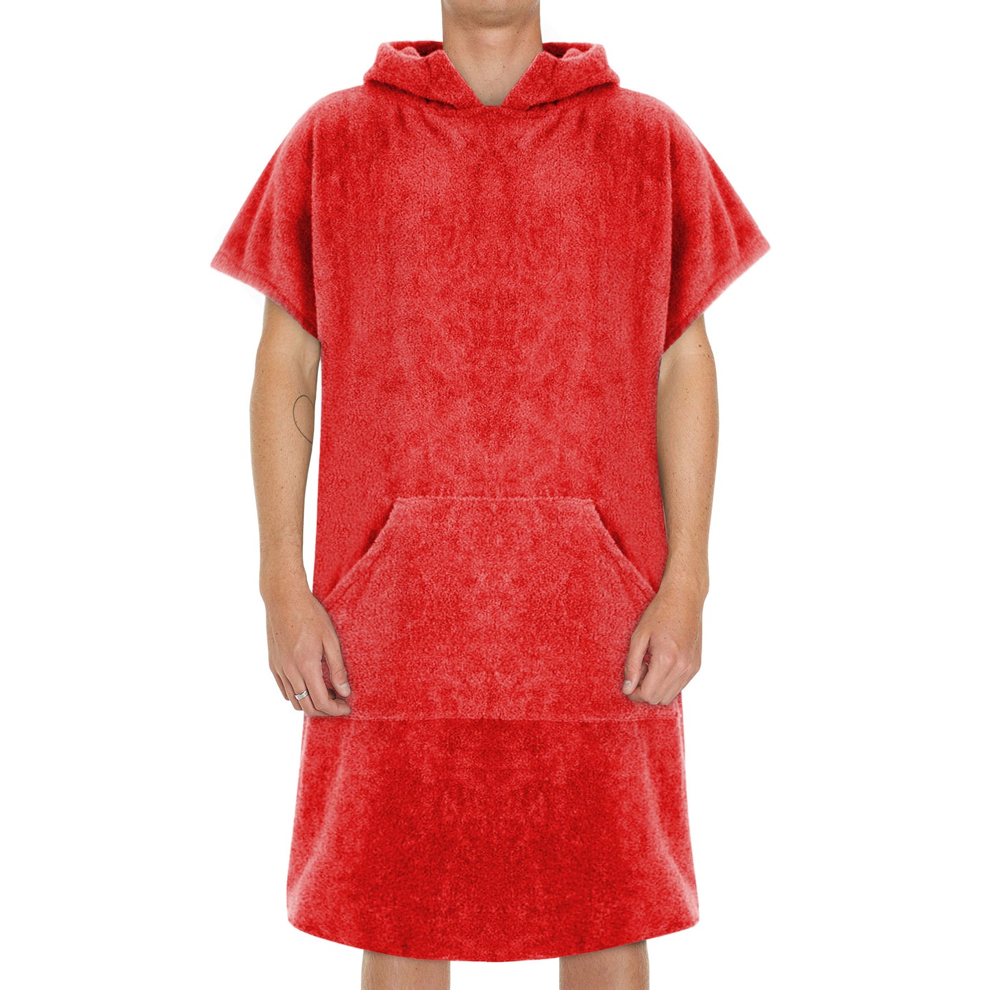 COTTON BEACH PONCHO TOWEL WITH POCKETS-Beach Towels-Weave Essentials-SALMON RED-Weave Essentials