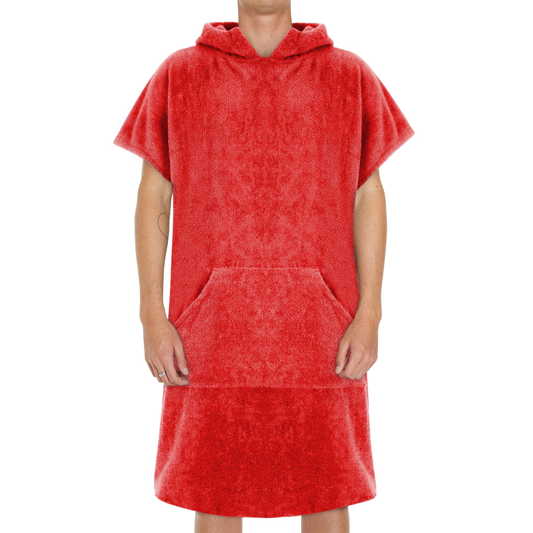 COTTON BEACH PONCHO TOWEL WITH POCKETS-Beach Towels-Weave Essentials-SALMON RED-Weave Essentials