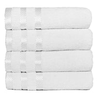 4 Pc Hand Towels - 50x90 cm / 20x35 inch, 100% Combed Cotton Hand Towel Set, Luxury Plush & Premium Bathroom Linen, Quick Dry Towel & High Absorbent-Weave Essentials-White-Weave Essentials