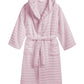 PREMIUM RIBBED TOWELING DRESSING GOWN: 100% COTTON-Striped & Ribbed Terry Toweling Hooded Bathrobe-Weave Essentials-Pastel Pink-S/M-Weave Essentials
