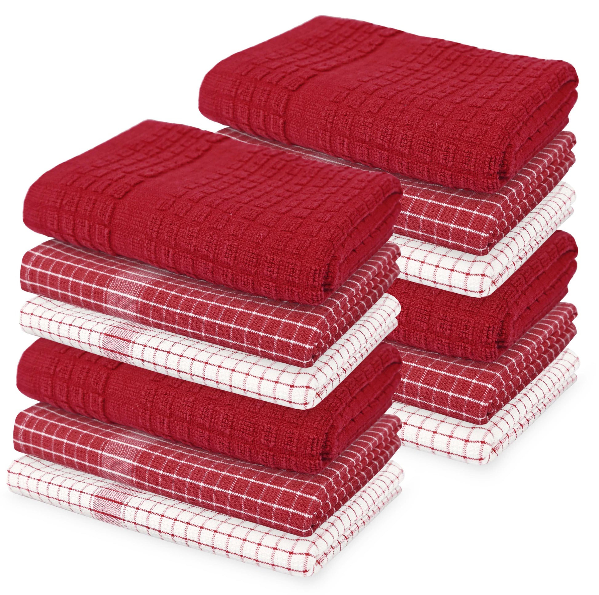 12 PC KITCHEN TOWEL SET: 4 HAND TOWEL & 8 DISH CLOTH-Kitchen Tea Towel-Weave Essentials-Silver Grey-Weave Essentials