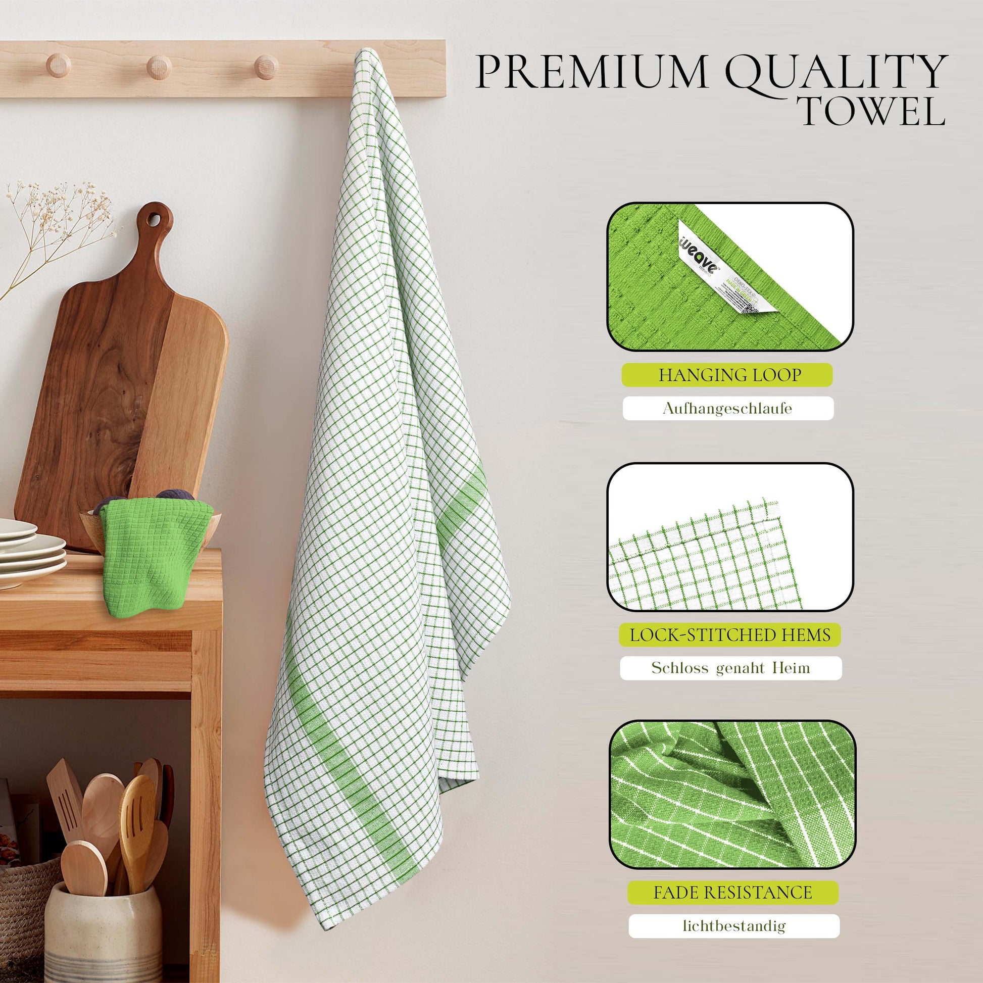 12 PC KITCHEN TOWEL SET: 4 HAND TOWEL & 8 DISH CLOTH-Kitchen Tea Towel-Weave Essentials-Silver Grey-Weave Essentials