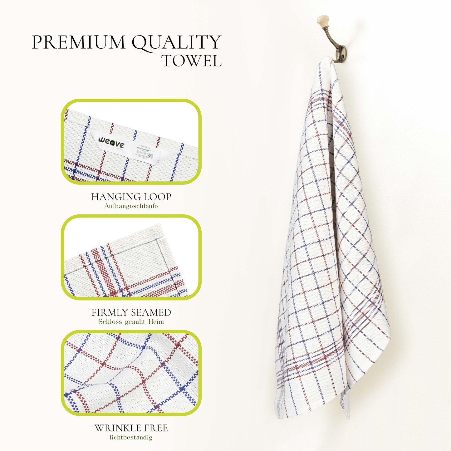 PREMIUM 10 PC COTTON CHECK DESIGN KITCHEN TOWEL-Kitchen Towel-Weave Essentials-Weave Essentials
