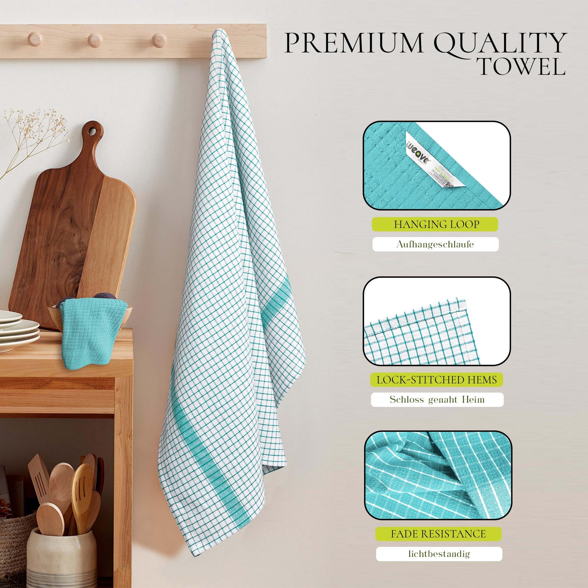 12 PC KITCHEN TOWEL SET: 4 HAND TOWEL & 8 DISH CLOTH-Kitchen Tea Towel-Weave Essentials-Silver Grey-Weave Essentials