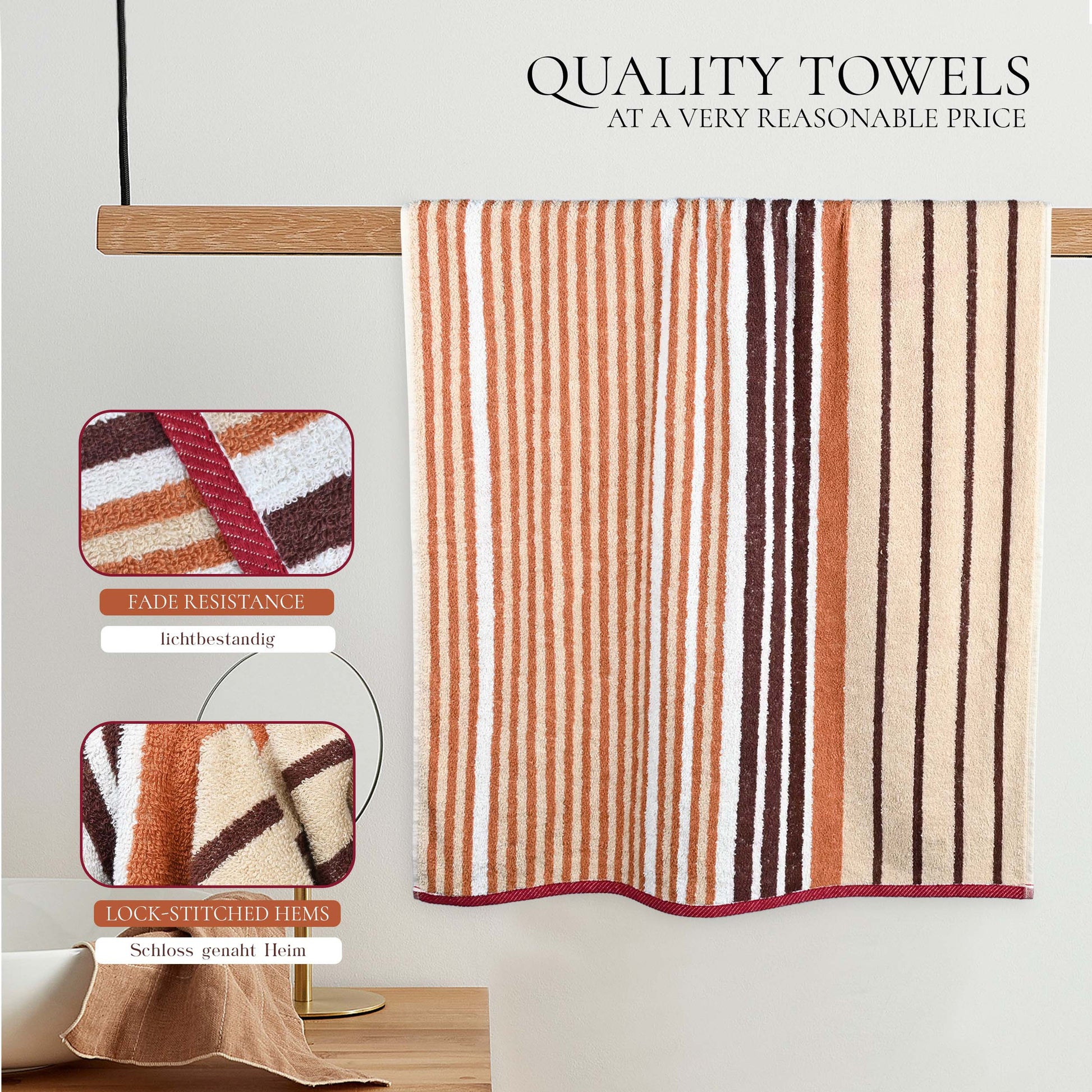 Premium Striped Weave Guest Towels-Guest Towel-Weave Essentials-Ochre Brown-4x Guest Towels-Weave Essentials