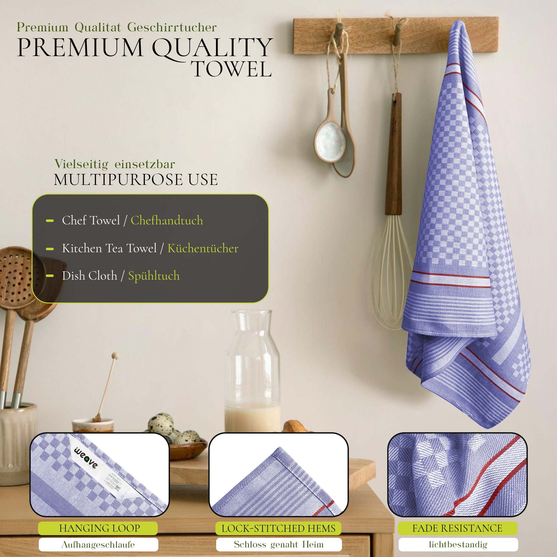 PROFESSIONAL 8 PC CHEF TOWEL SET MULTIPURPOSE AND ABSORBENT-Chef Kitchen Towel-Weave Essentials-Flame Red-Weave Essentials