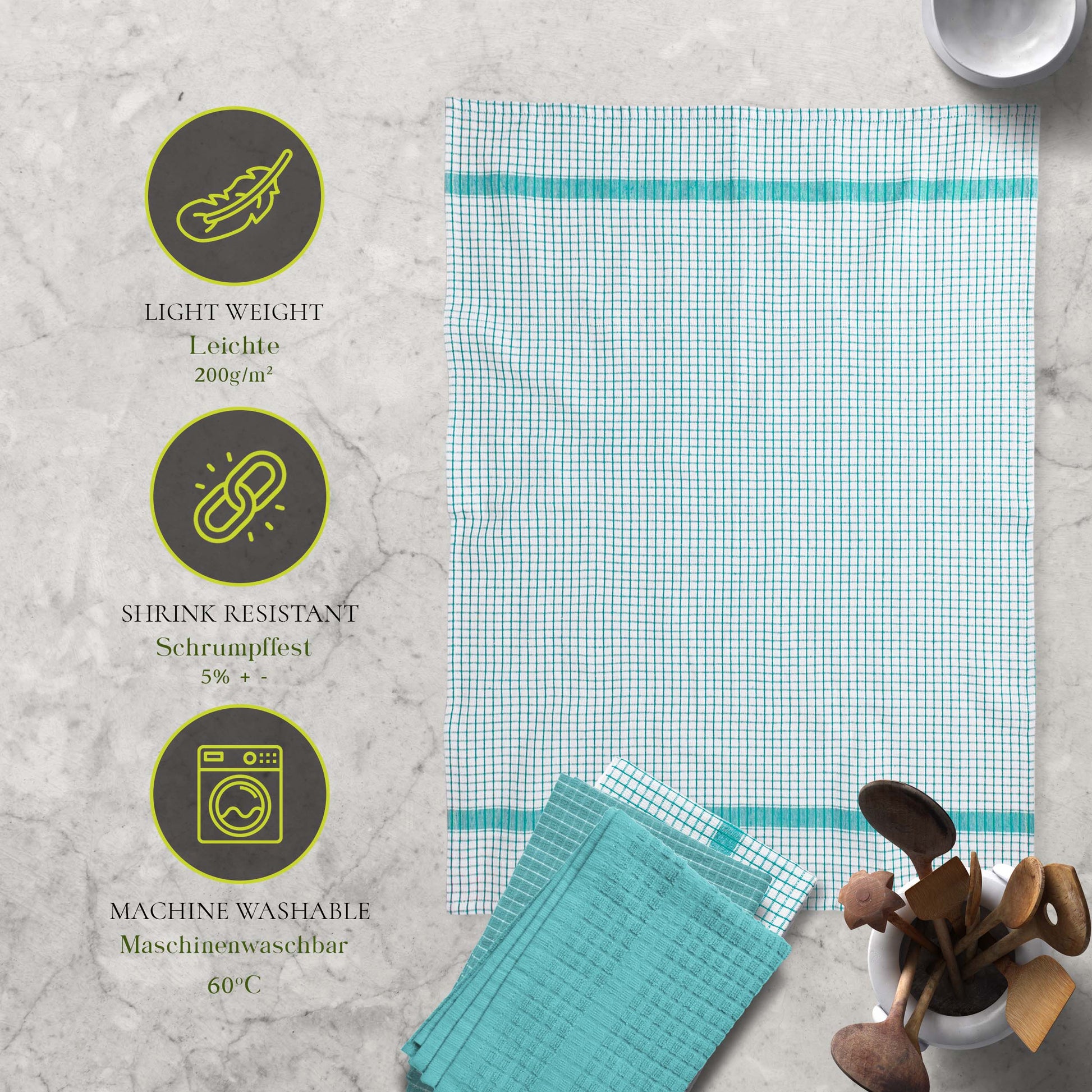 12 PC KITCHEN TOWEL SET: 4 HAND TOWEL & 8 DISH CLOTH-Kitchen Tea Towel-Weave Essentials-Silver Grey-Weave Essentials