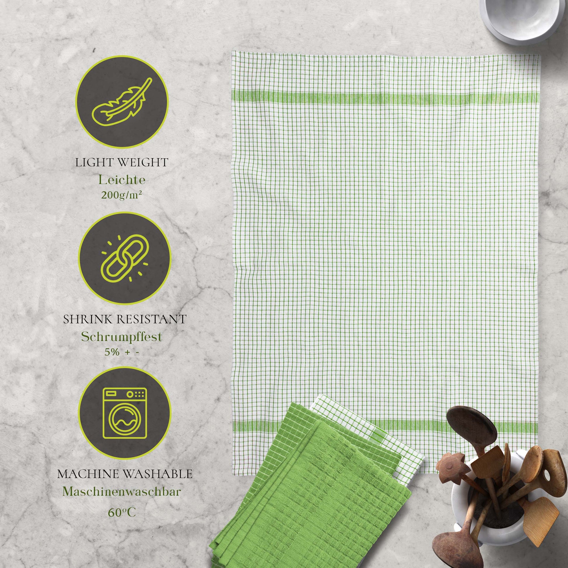 12 PC KITCHEN TOWEL SET: 4 HAND TOWEL & 8 DISH CLOTH-Kitchen Tea Towel-Weave Essentials-Silver Grey-Weave Essentials