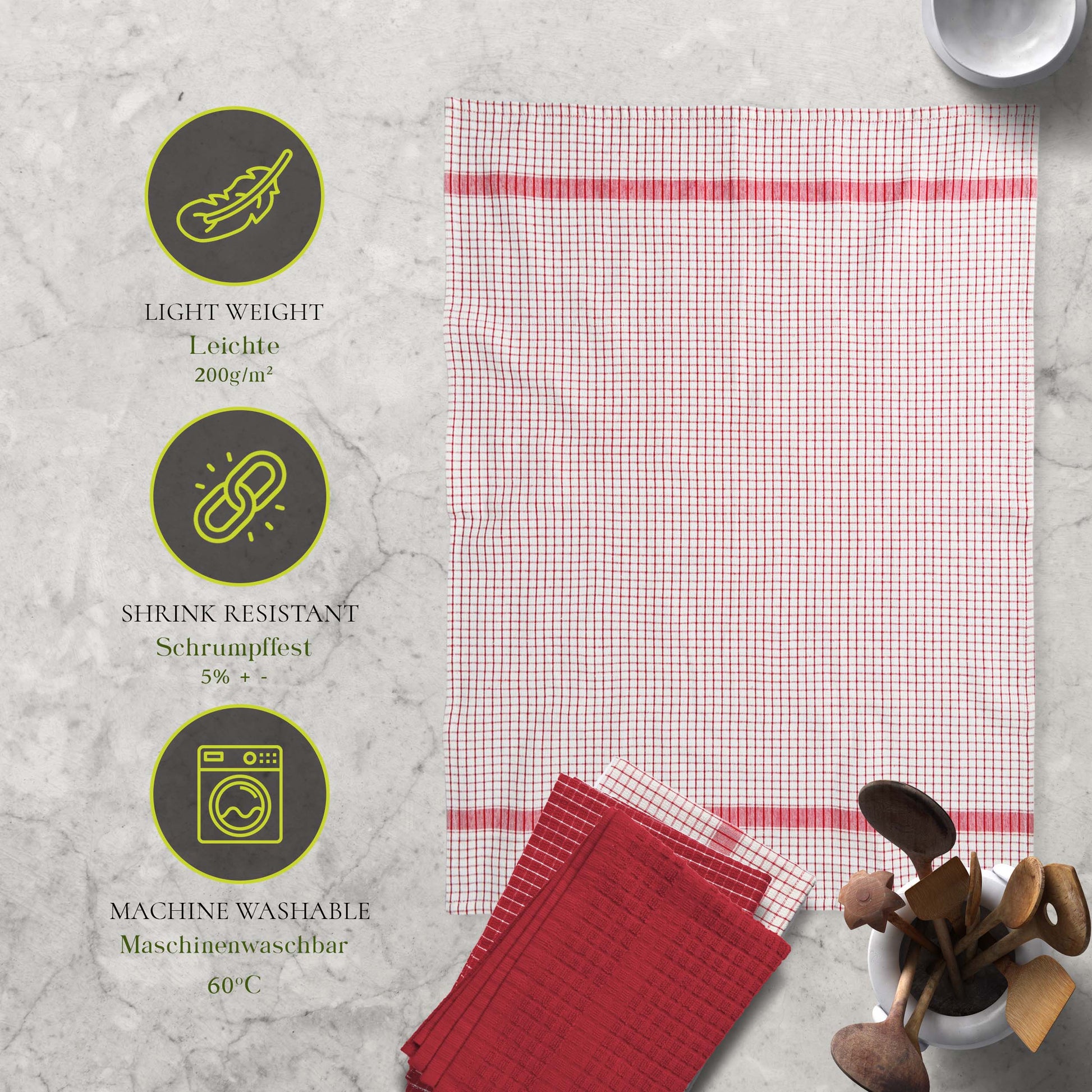 12 PC KITCHEN TOWEL SET: 4 HAND TOWEL & 8 DISH CLOTH-Kitchen Tea Towel-Weave Essentials-Silver Grey-Weave Essentials