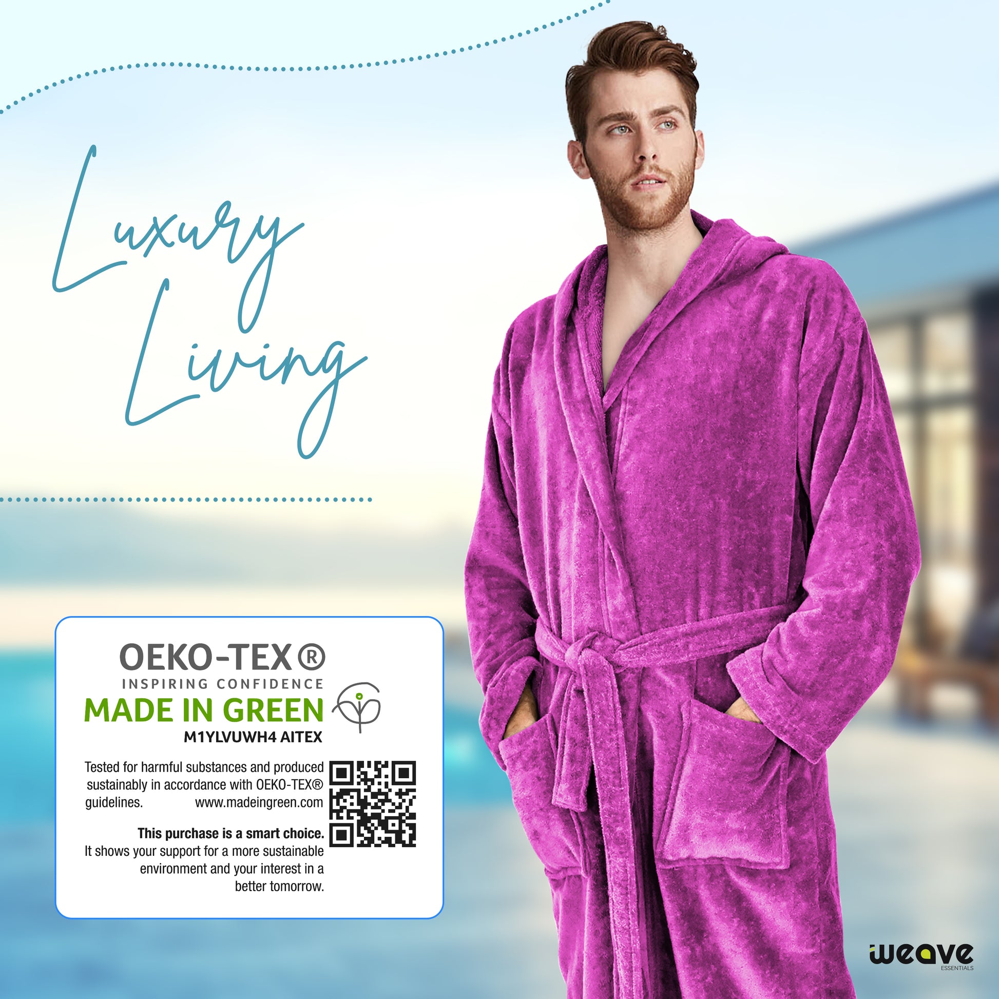 COMBED COTTON TERRY TOWELING BATHROBE-Bathrobe-Weave Essentials-White-S/M-Weave Essentials