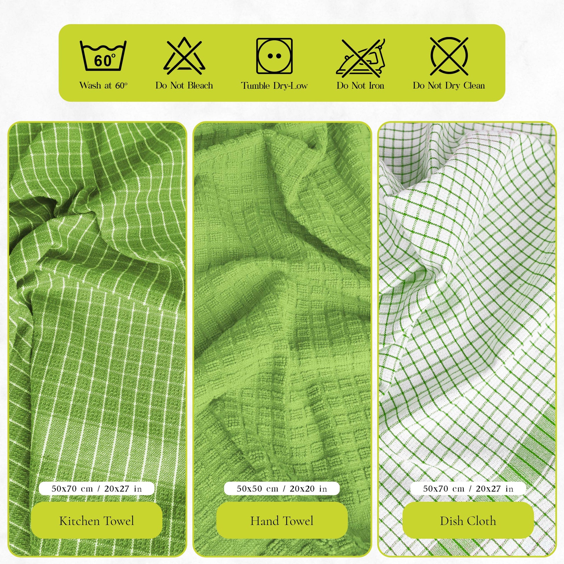 12 PC KITCHEN TOWEL SET: 4 HAND TOWEL & 8 DISH CLOTH-Kitchen Tea Towel-Weave Essentials-Silver Grey-Weave Essentials