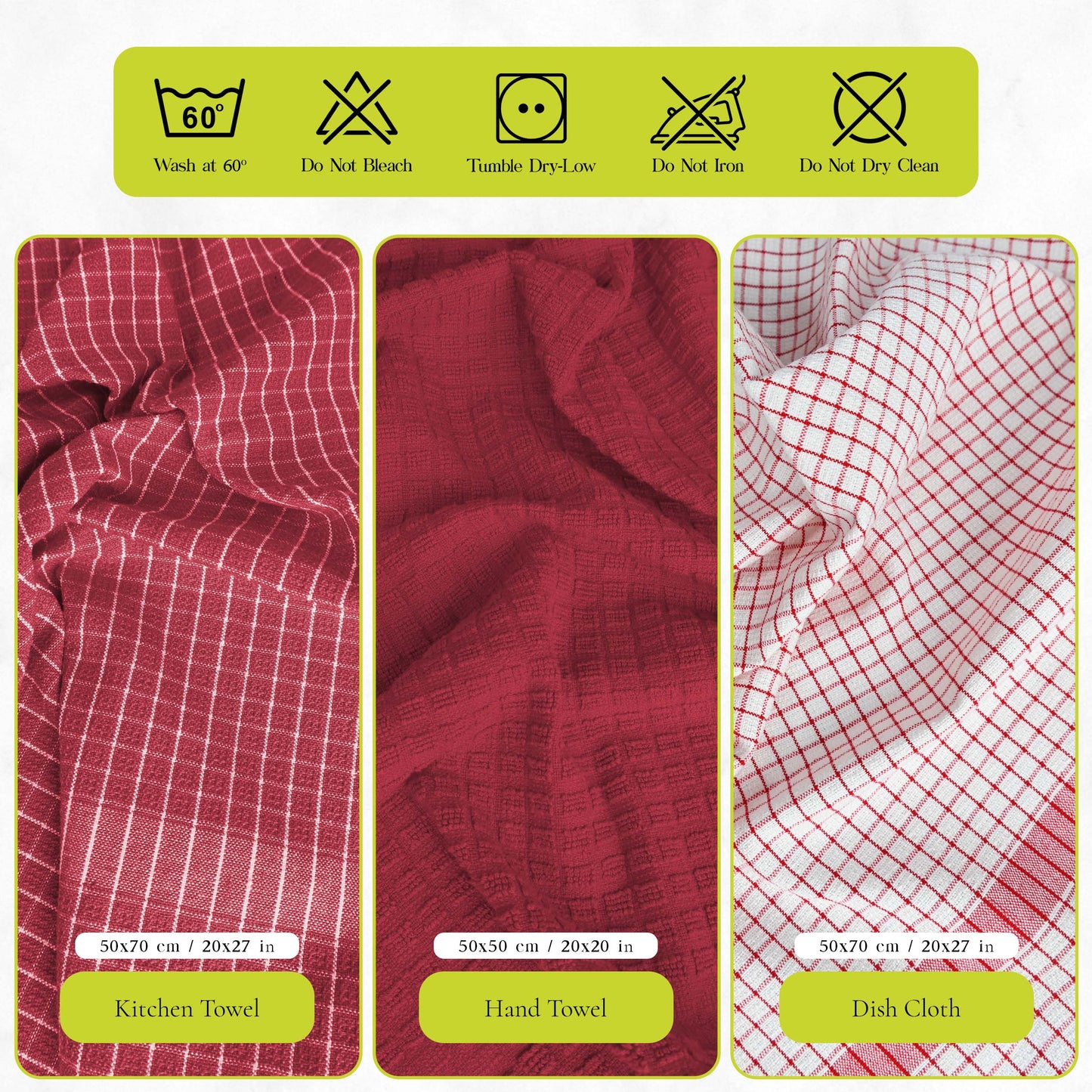 12 PC KITCHEN TOWEL SET: 4 HAND TOWEL & 8 DISH CLOTH-Kitchen Tea Towel-Weave Essentials-Silver Grey-Weave Essentials
