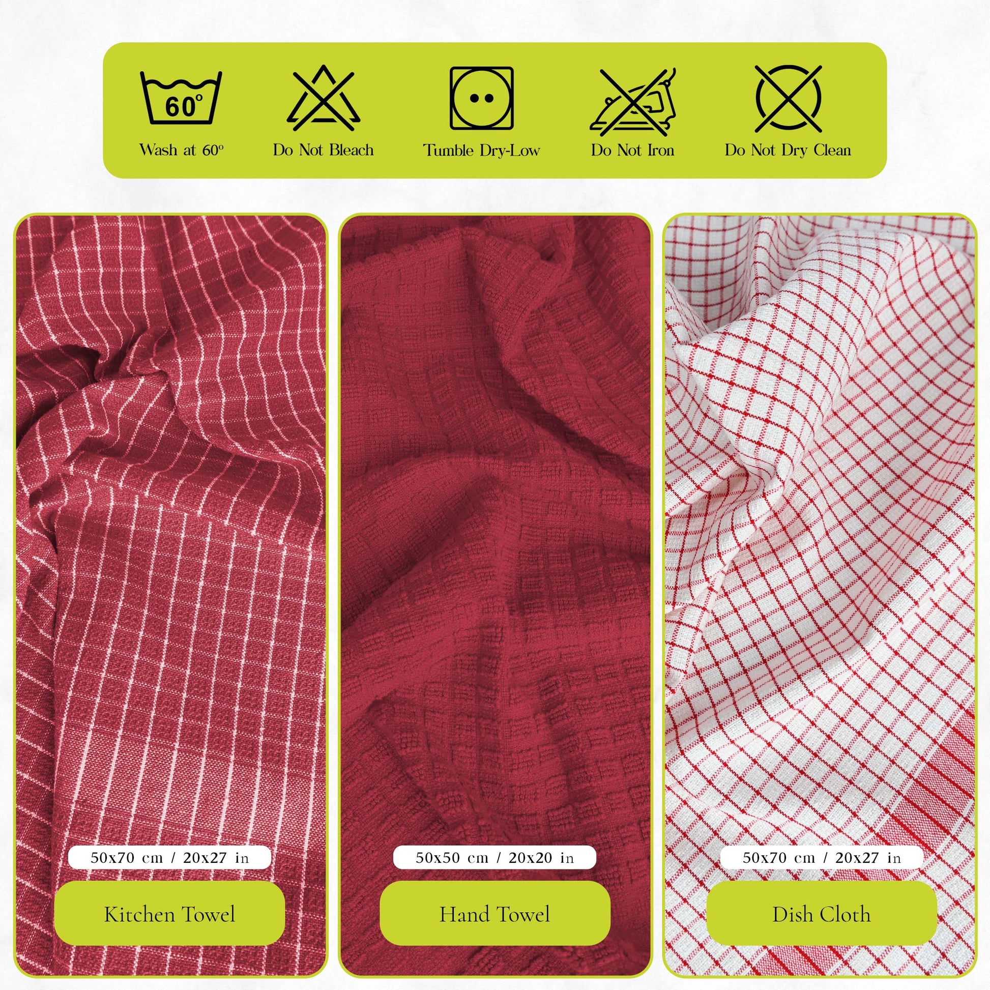 12 PC KITCHEN TOWEL SET: 4 HAND TOWEL & 8 DISH CLOTH-Kitchen Tea Towel-Weave Essentials-Silver Grey-Weave Essentials
