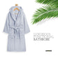 PREMIUM RIBBED TOWELING DRESSING GOWN: 100% COTTON-Striped & Ribbed Terry Toweling Hooded Bathrobe-Weave Essentials-Pastel Blue-S/M-Weave Essentials