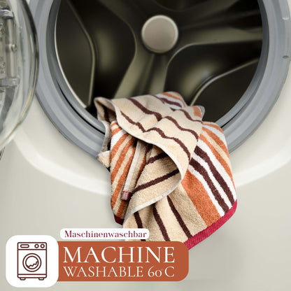 Premium Striped Weave Guest Towels-Guest Towel-Weave Essentials-Ochre Brown-4x Guest Towels-Weave Essentials