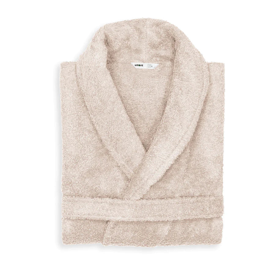 WHITE UNISEX LINT FREE HOTEL BATHROBE-Robes-Weave Essentials-Beige-Weave Essentials