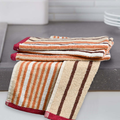 Premium Striped Weave Guest Towels-Guest Towel-Weave Essentials-Ochre Brown-4x Guest Towels-Weave Essentials