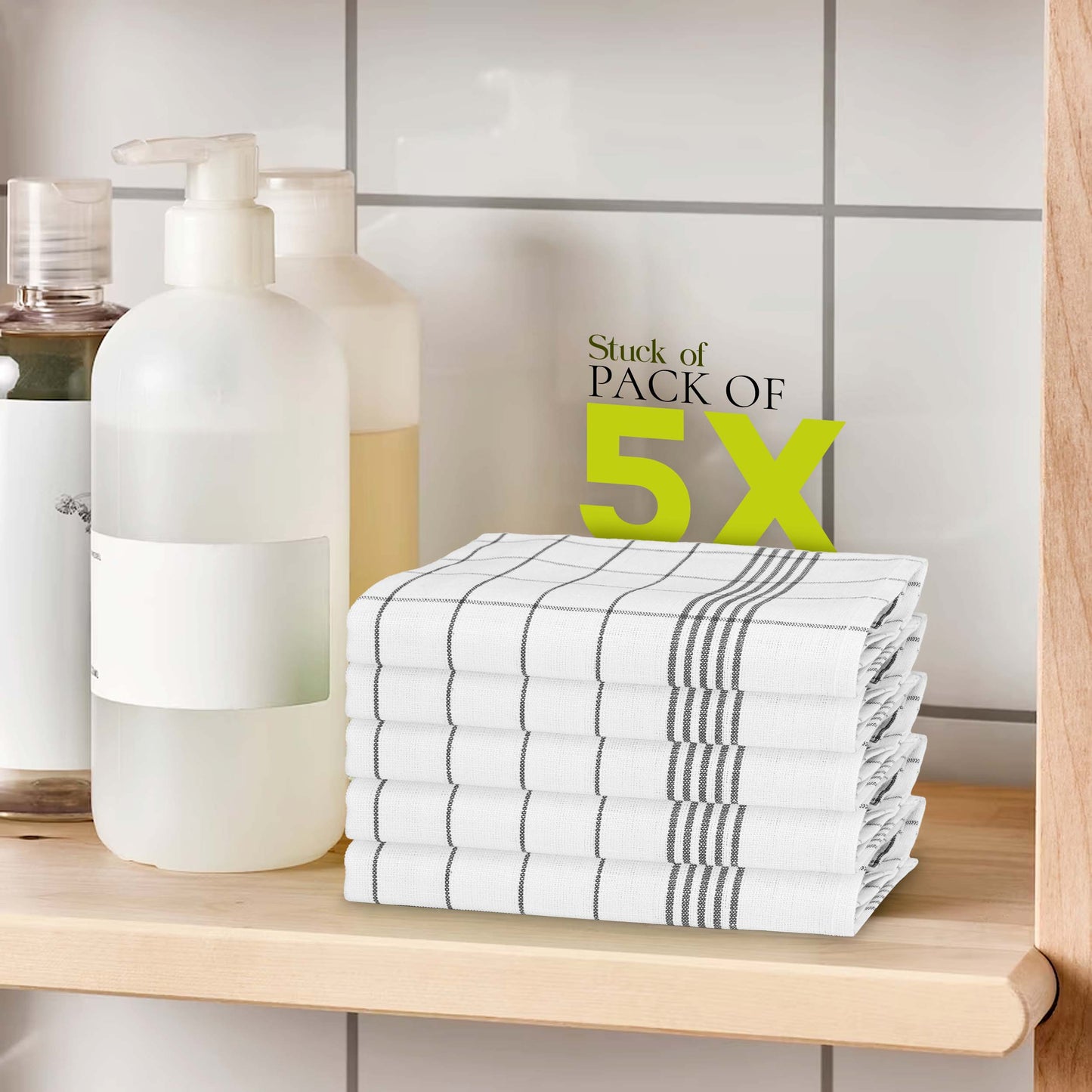 PACK OF 5 PURE LINEN KITCHEN DISH CLOTHS-Kitchen Dish Cloth-Weave Essentials-Silver Grey-Weave Essentials