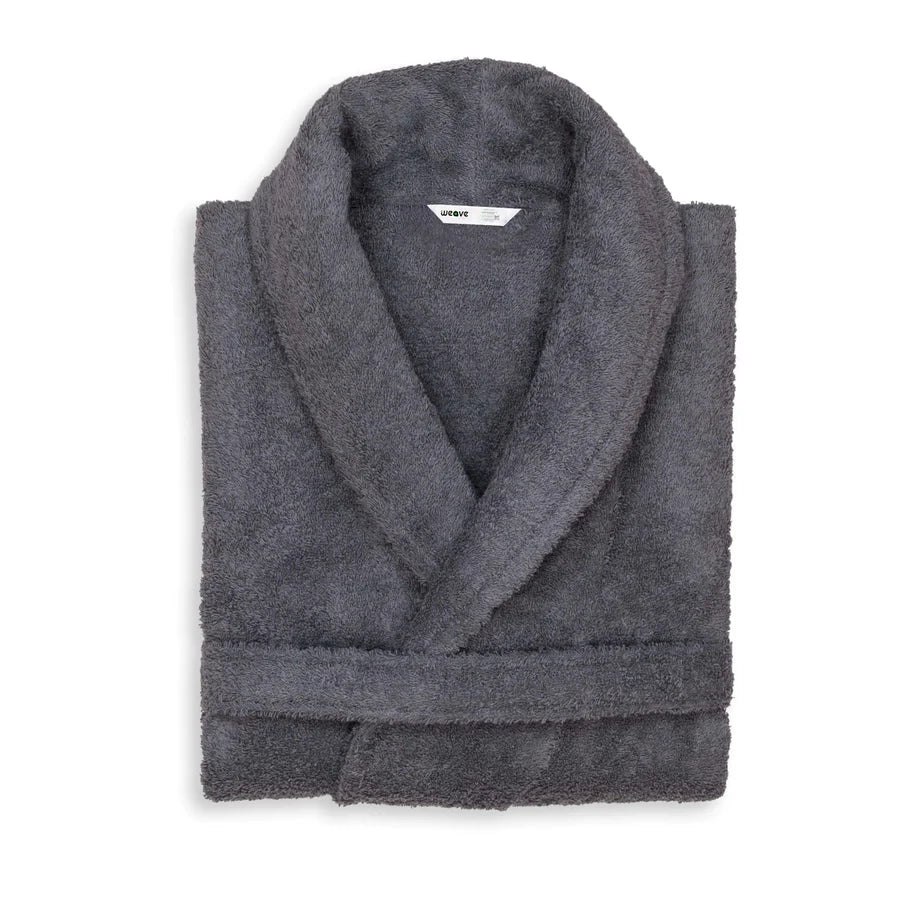 WHITE UNISEX LINT FREE HOTEL BATHROBE-Robes-Weave Essentials-Charcoal-Weave Essentials