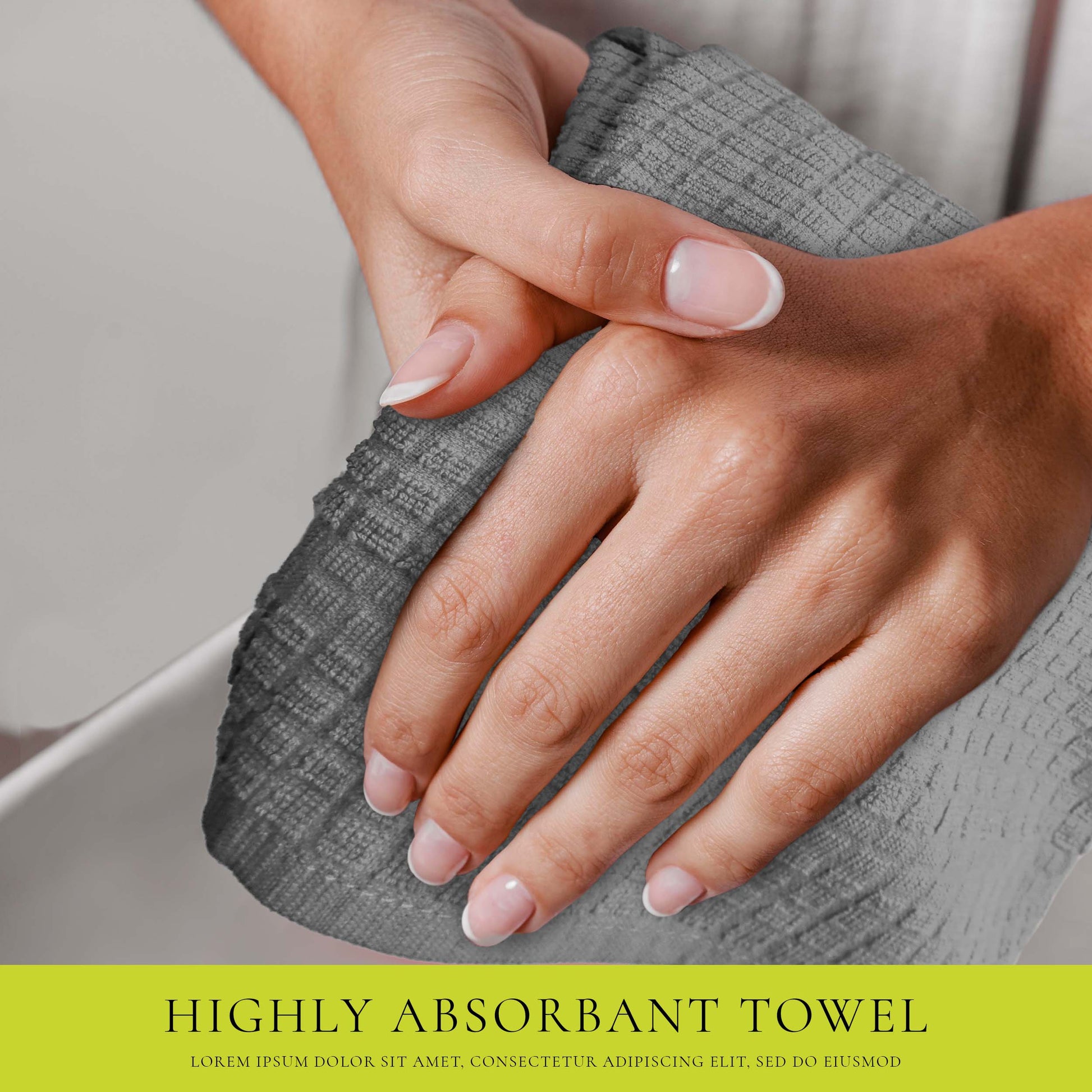 12 PC KITCHEN TOWEL SET: 4 HAND TOWEL & 8 DISH CLOTH-Kitchen Tea Towel-Weave Essentials-Silver Grey-Weave Essentials