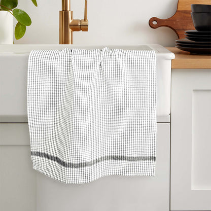 12 PC KITCHEN TOWEL SET: 4 HAND TOWEL & 8 DISH CLOTH-Kitchen Tea Towel-Weave Essentials-Silver Grey-Weave Essentials