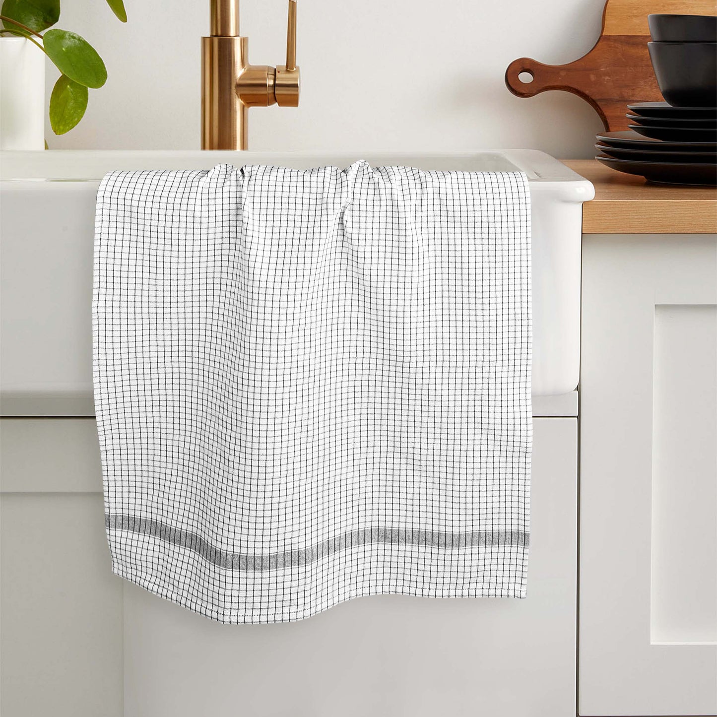 12 PC KITCHEN TOWEL SET: 4 HAND TOWEL & 8 DISH CLOTH-Kitchen Tea Towel-Weave Essentials-Silver Grey-Weave Essentials