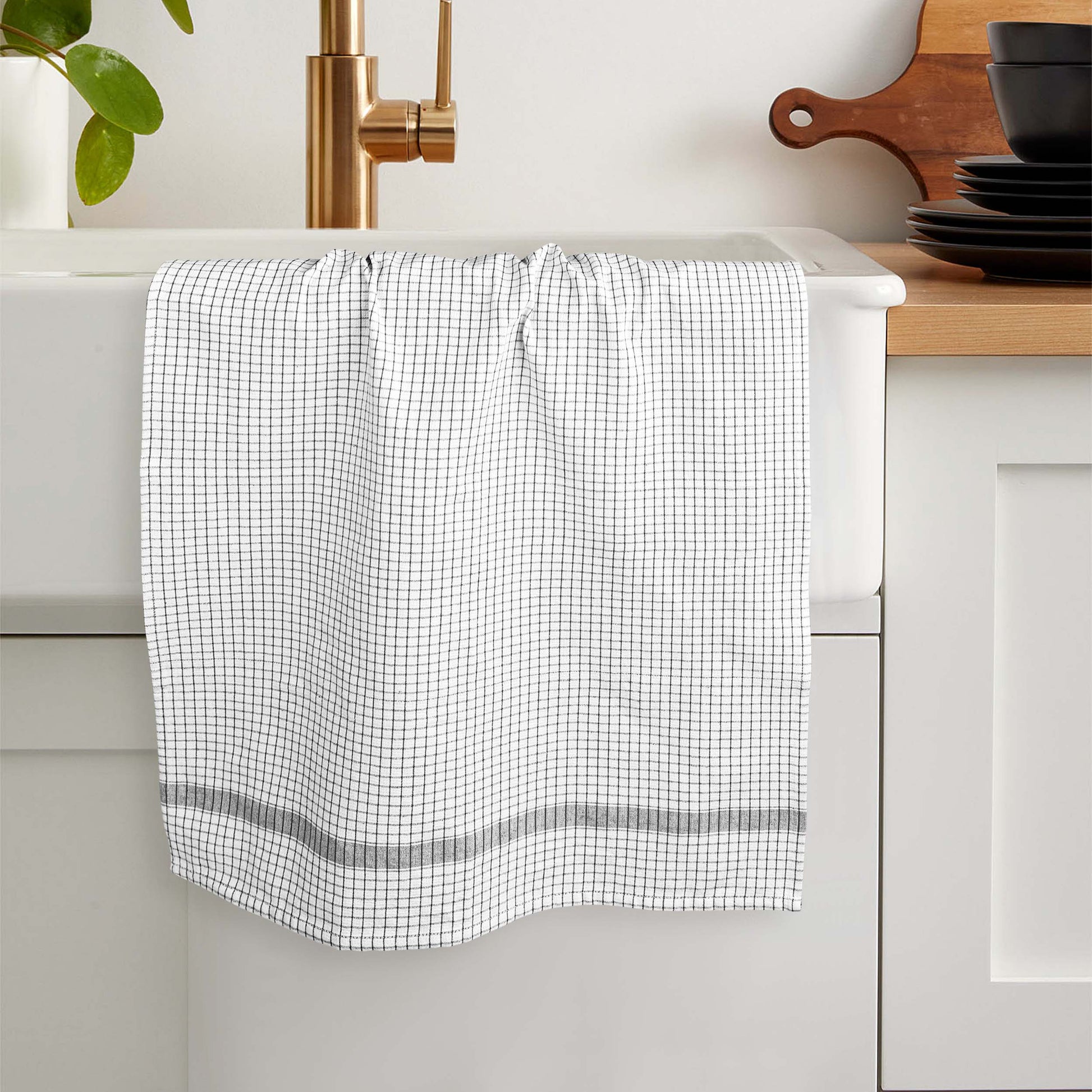 12 PC KITCHEN TOWEL SET: 4 HAND TOWEL & 8 DISH CLOTH-Kitchen Tea Towel-Weave Essentials-Silver Grey-Weave Essentials