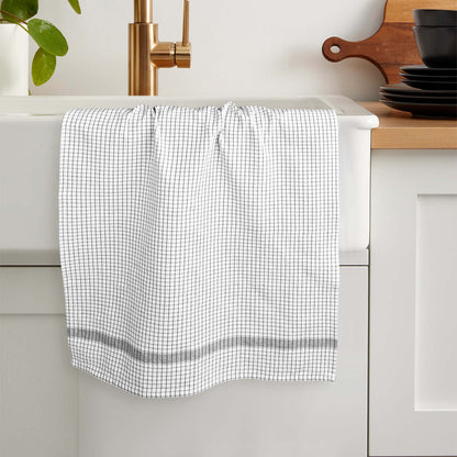 12 PC KITCHEN TOWEL SET: 4 HAND TOWEL & 8 DISH CLOTH-Kitchen Tea Towel-Weave Essentials-Silver Grey-Weave Essentials
