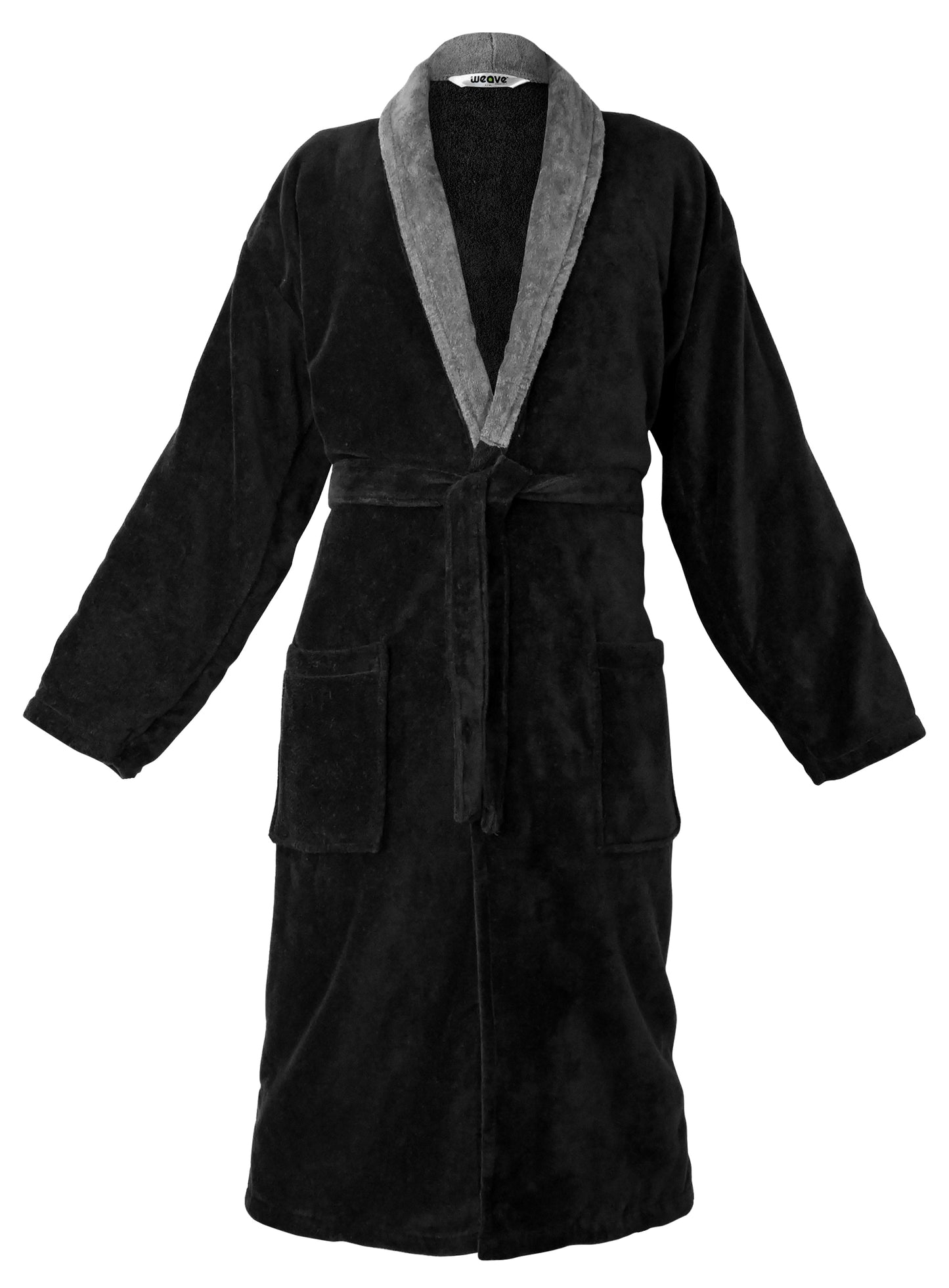 COMBED COTTON TERRY TOWELING BATHROBE-Bathrobe-Weave Essentials-Black-L/XL-Weave Essentials