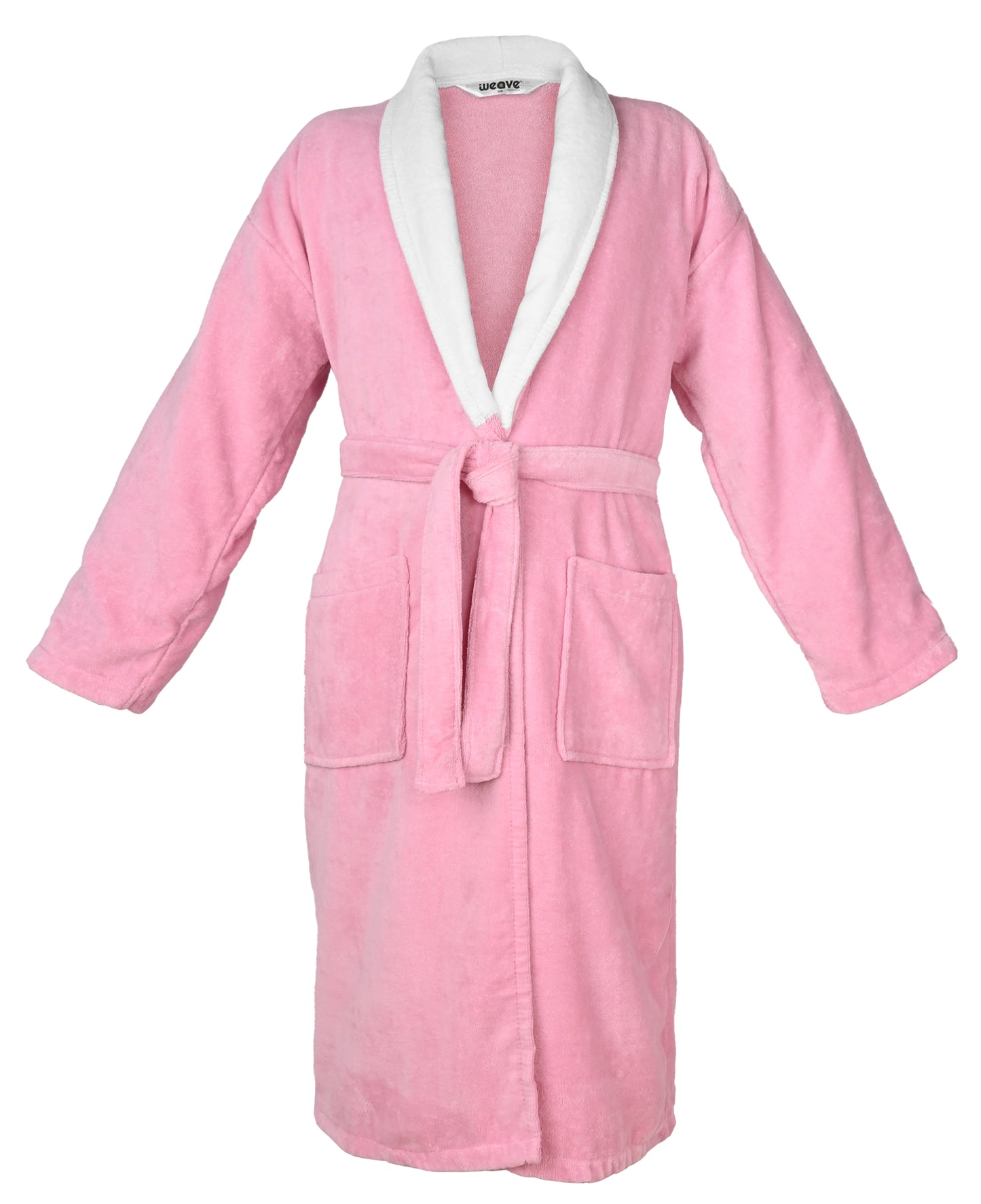 COMBED COTTON TERRY TOWELING BATHROBE-Bathrobe-Weave Essentials-Pink-S/M-Weave Essentials